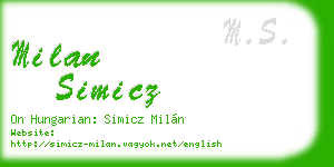 milan simicz business card